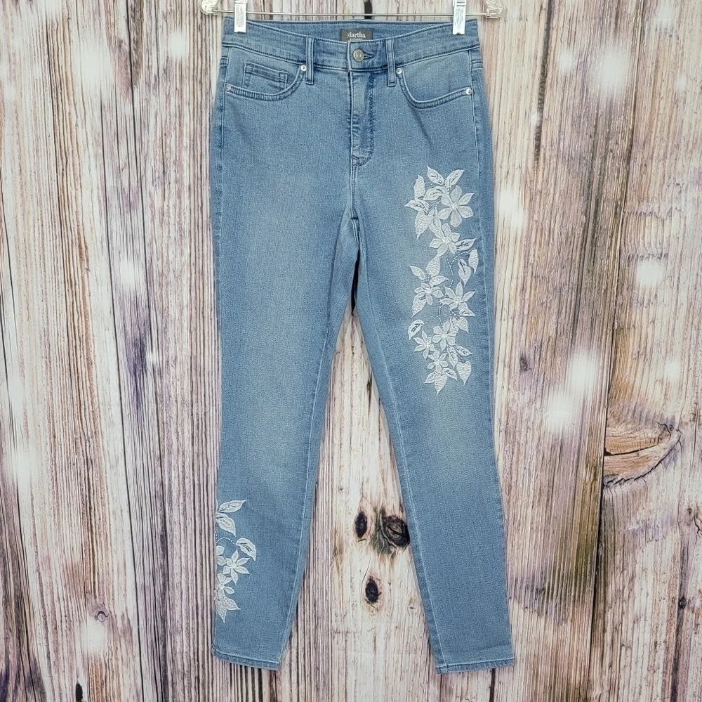 Martha Stewart Embroidered 5-Pocket Ankle Jeans - Picture 2 of 14
